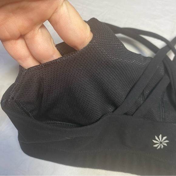 Athleta 12 Girl or XS Women’s Strappy Back Sports Bra Yoga Longline Black - Picture 6 of 8